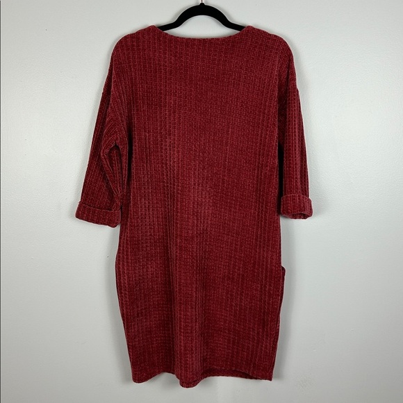 Papillon Academia Textured Knit 3/4 Sleeve Sweater Dress Medium Red Pockets - Picture 14 of 15